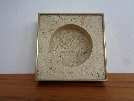 Travertin & Brass Ashtray by Fratelli Mannelli, Italy, 1970s-RDW-1722310