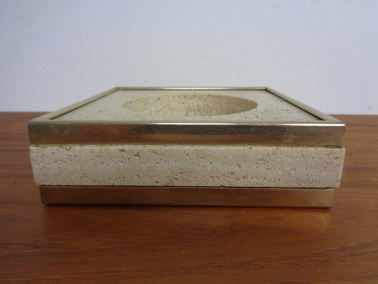 Travertin & Brass Ashtray by Fratelli Mannelli, Italy, 1970s-RDW-1722310