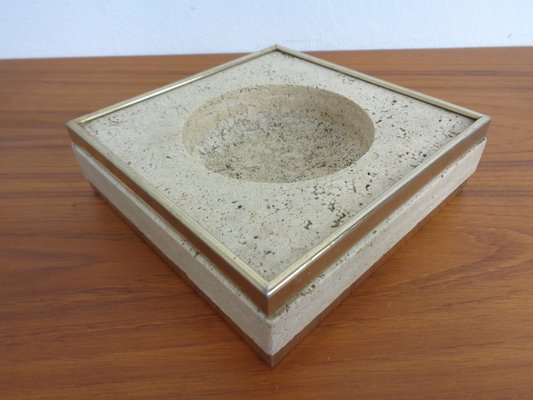 Travertin & Brass Ashtray by Fratelli Mannelli, Italy, 1970s-RDW-1722310