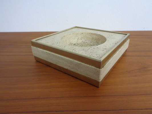 Travertin & Brass Ashtray by Fratelli Mannelli, Italy, 1970s-RDW-1722310