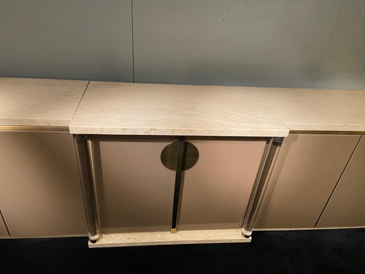 Travertine and Acrylic Glass Lacquered Sideboard from Belgo Chrom, 1970s-JG-1441698