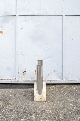 Travertine and Aluminum Umbrella Stand, Italy, 1970s-VCV-1757006