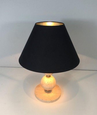 Travertine and Brass Lamp, 1970s-BA-1365590