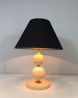 Travertine and Brass Lamp, 1970s-BA-1365590