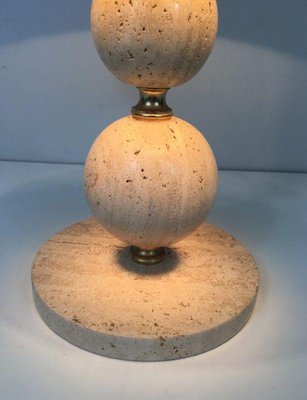 Travertine and Brass Lamp, 1970s-BA-1365590