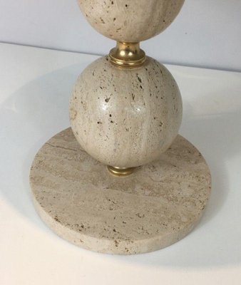 Travertine and Brass Lamp, 1970s-BA-1365590