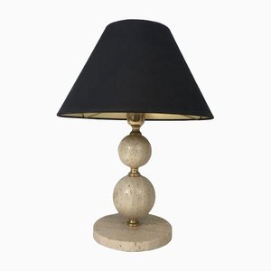 Travertine and Brass Lamp, 1970s-BA-1365590