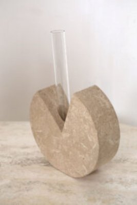 Travertine and Glass Test Tube Vase attributed to Fratelli Mannelli-DR-1687680