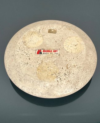 Travertine and Steel Round Ashtray by Marble Art, Italy, 1970s-LYQ-1364876