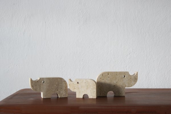 Travertine Animal Sculptures from Fratelli Mannelli, 1970, Set of 3-UMB-2023742