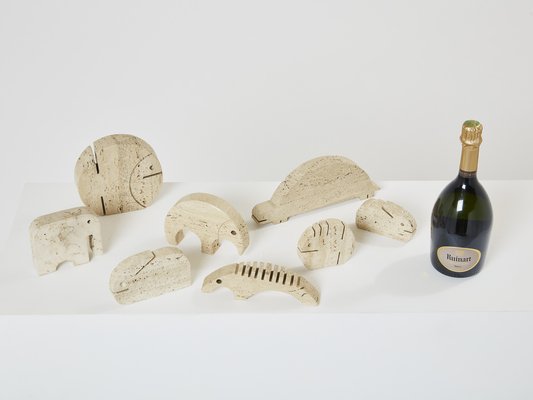 Travertine Animal Sculptures from Fratelli Mannelli, 1970, Set of 8-YJA-1763668