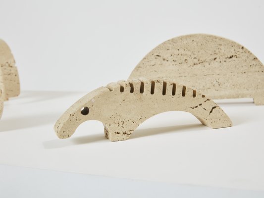 Travertine Animal Sculptures from Fratelli Mannelli, 1970, Set of 8-YJA-1763668