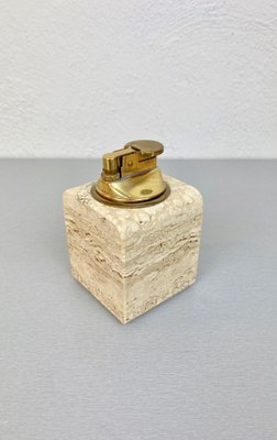 Travertine Ashtray Lighter & Box Tobacco Set by Cerri Nestore, Italy, 1970s, Set of 3-LYQ-1171568