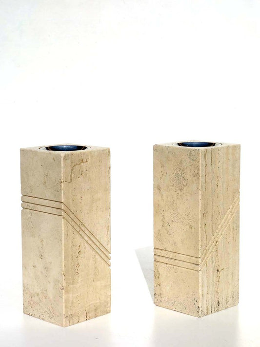 Travertine Ashtrays, 1970s, Set of 2