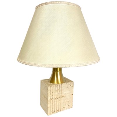 Travertine Base & Brass Table Lamp from Fratelli Mannelli, Italy, 1970s-LYQ-1171589