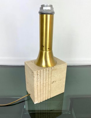 Travertine Base & Brass Table Lamp from Fratelli Mannelli, Italy, 1970s-LYQ-1171589