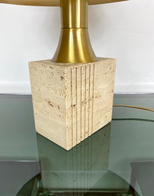 Travertine Base & Brass Table Lamp from Fratelli Mannelli, Italy, 1970s-LYQ-1171589