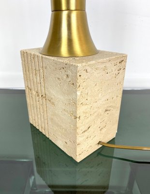 Travertine Base & Brass Table Lamp from Fratelli Mannelli, Italy, 1970s-LYQ-1171589