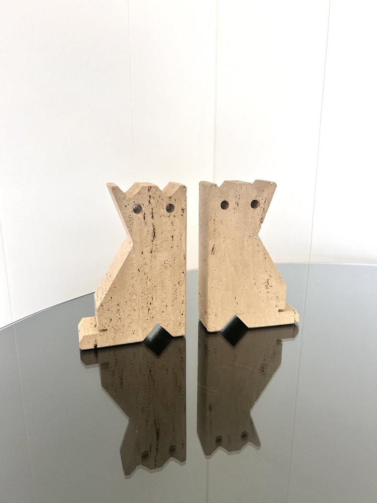 Travertine Bookends by Enzo Mari, 1970s, Set of 2