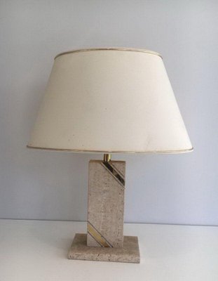 Travertine Brass Inlay Lamp-BA-1365786