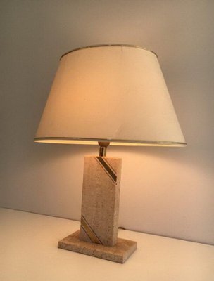 Travertine Brass Inlay Lamp-BA-1365786