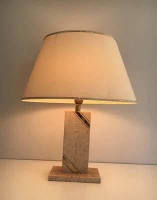 Travertine Brass Inlay Lamp-BA-1365786