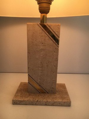 Travertine Brass Inlay Lamp-BA-1365786