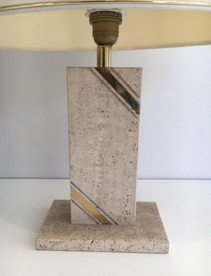 Travertine Brass Inlay Lamp-BA-1365786