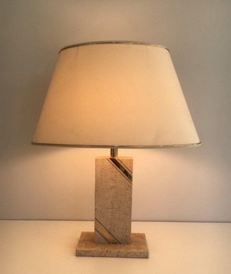 Travertine Brass Inlay Lamp-BA-1365786