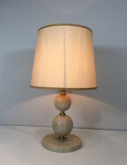 Travertine & Brass Table Lamp