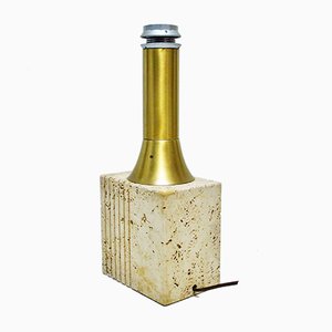 Travertine & Brass Table Lamp by Fratelli Mannelli, 1960s-MA-878876