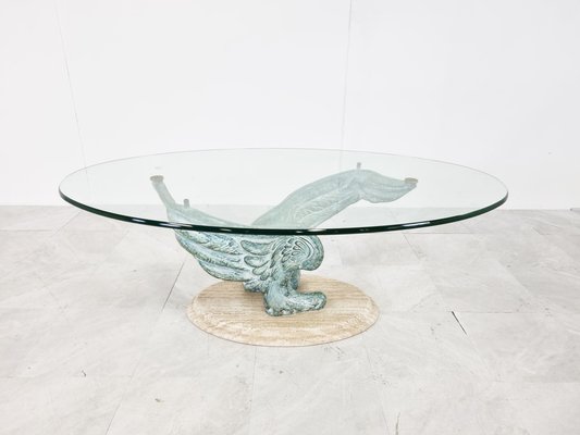 Travertine & Bronze Coffee Table, 1980s-IRH-1453365