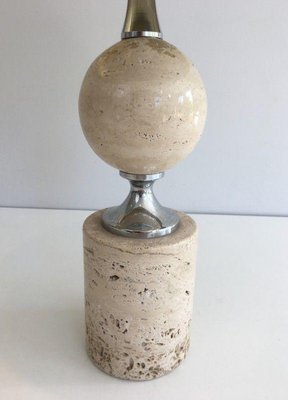 Travertine & Chrome Table Lamp by Philippe Barbie-BA-1365544