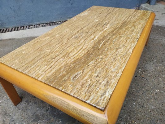 Travertine Coffee Table, 1970s-EAD-750036