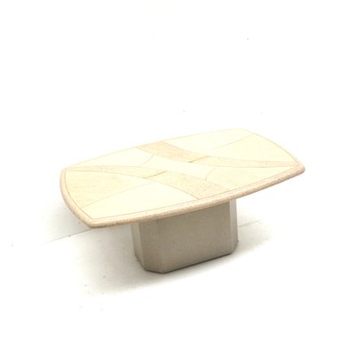 Travertine Coffee Table with Brass Details, 1970s-XID-1783291