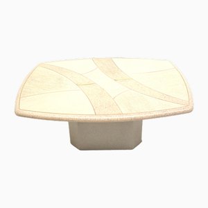 Travertine Coffee Table with Brass Details, 1970s-XID-1783291