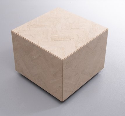 Travertine Cube Table on Wheels, 1970s-GCG-883223