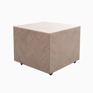 Travertine Cube Table on Wheels, 1970s-GCG-883223