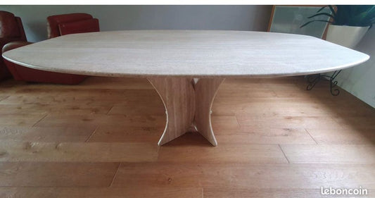 Travertine Dining Table, 1980s