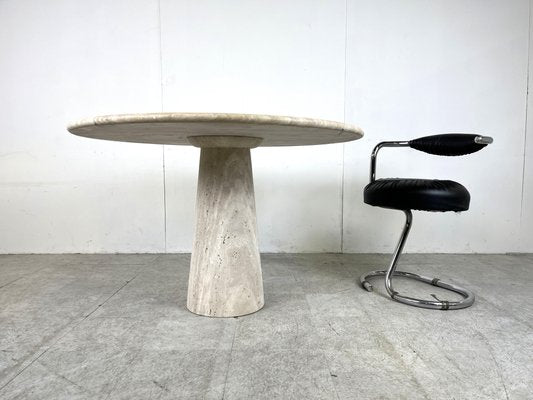 Travertine Dining Table in the style of Angelo Mangiarotti, 1970s-IRH-1706878