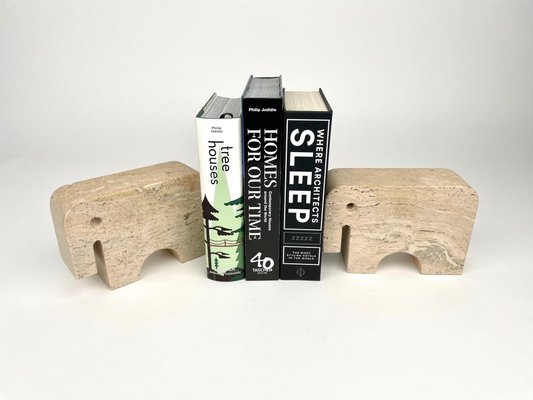 Travertine Elephant Sculpture Bookends by Fratelli Mannelli, Italy, 1970s, Set of 2-LYQ-1171319