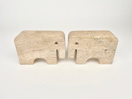 Travertine Elephant Sculpture Bookends by Fratelli Mannelli, Italy, 1970s, Set of 2-LYQ-1171319