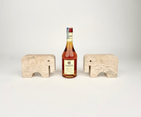 Travertine Elephant Sculpture Bookends by Fratelli Mannelli, Italy, 1970s, Set of 2-LYQ-1171319