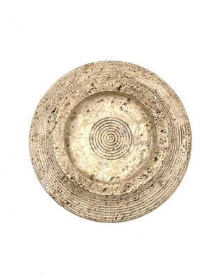 Travertine Grooved Vide Poche / Centerpiece / Ashtray, Cerri Nestore, Italy, 1970s-TXN-1786815