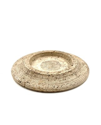 Travertine Grooved Vide Poche / Centerpiece / Ashtray, Cerri Nestore, Italy, 1970s-TXN-1786815