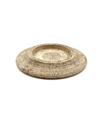 Travertine Grooved Vide Poche / Centerpiece / Ashtray, Cerri Nestore, Italy, 1970s-TXN-1786815