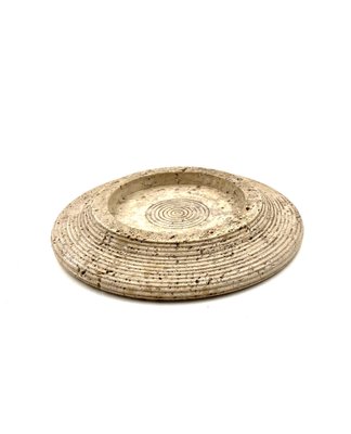 Travertine Grooved Vide Poche / Centerpiece / Ashtray, Cerri Nestore, Italy, 1970s-TXN-1786815