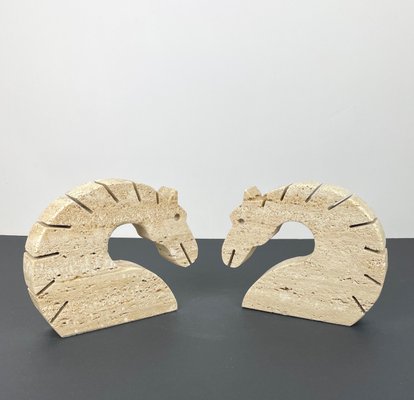 Travertine Horse Bookends Letter Holder by Fratelli Mannelli, Italy, 1970s, Set of 2-LYQ-1171476