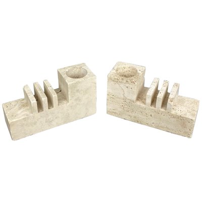 Travertine Letter & Pen Holder by Fratelli Mannelli, Italy, 1970s, Set of 2-LYQ-1171573