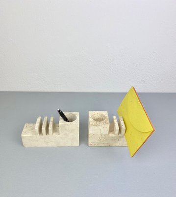 Travertine Letter & Pen Holder by Fratelli Mannelli, Italy, 1970s, Set of 2-LYQ-1171573